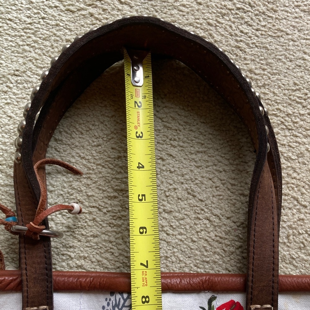 LAST CALL!! TOTEM SALVAGED Rose Hobo Bag with Studded Leather Handles - EUC - Picture 10 of 11